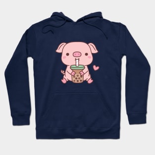 Cute Little Pig Loves Bubble Milk Tea Hoodie